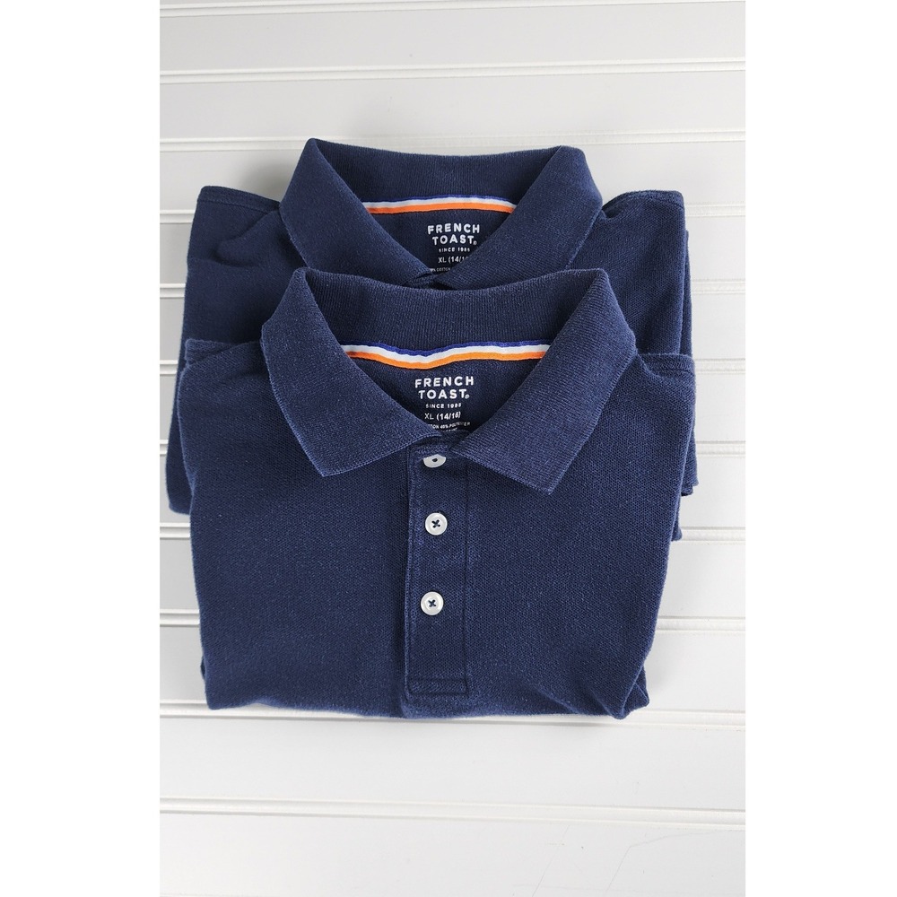 French Toast Polo Shirts Kids XL 14/16 Blue Boys Short Sleeve Polo Shirts 2 pack - Picture 3 of 4
